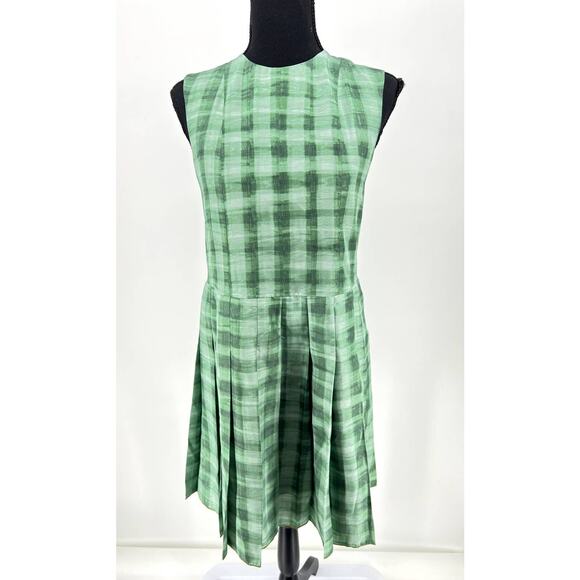 Marc Jacobs green plaid silk Dress 0 - Picture 1 of 8